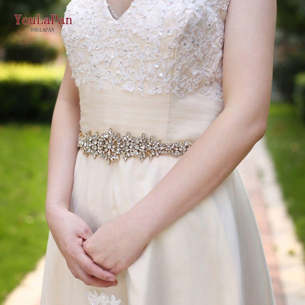 Elegant Golden Crystal Bridal Gown Belt Luxury Wedding Accessories - Frimunt Clothing Co.
