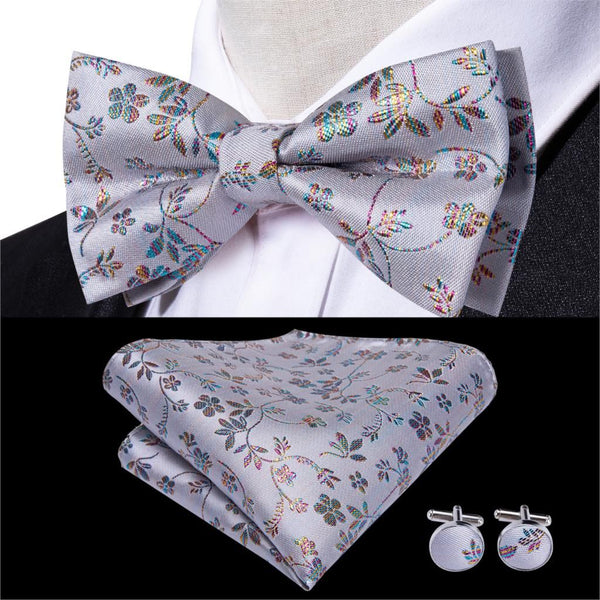 Hi-Tie Classic Black Bow Ties for Men 100% Silk Butterfly Pre-Tied Bow Tie Pocket Square Handkerchief - Frimunt Clothing Co.