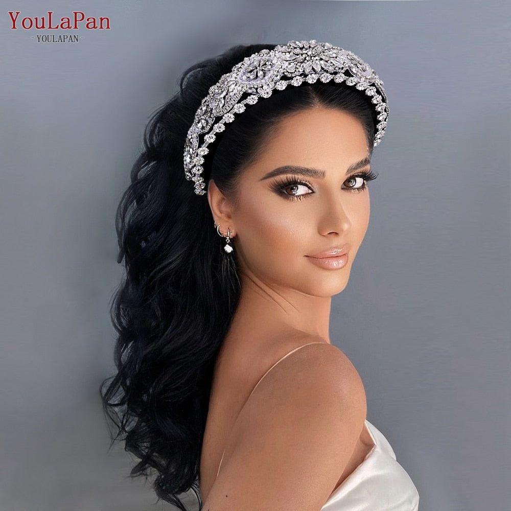 Rhinestone Padded Crystal Hairbands Handmade Beaded Bridal Accessories - Frimunt Clothing Co.