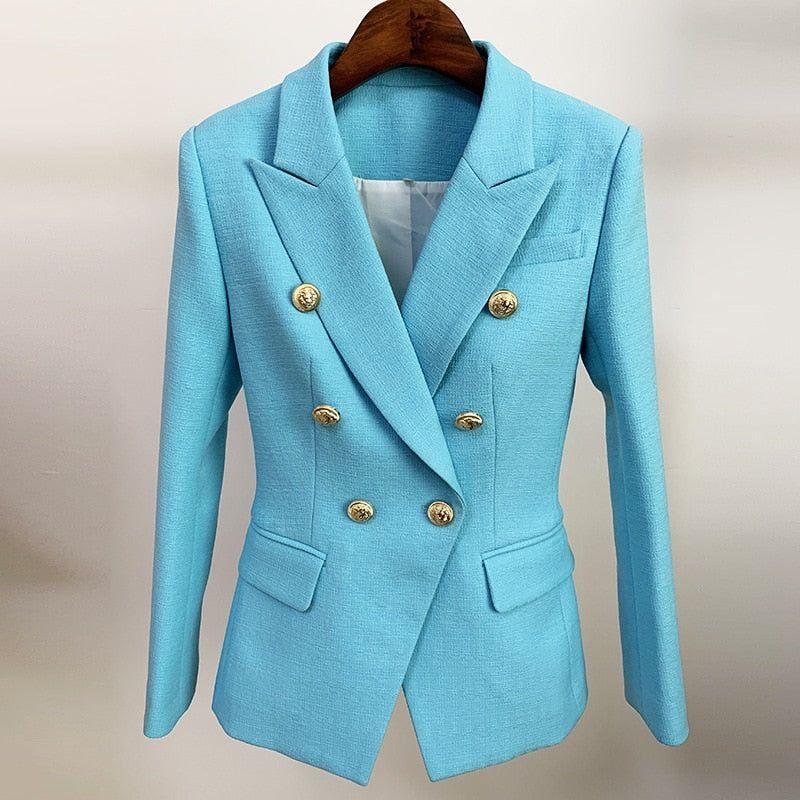 Beige Women's Blazer Formal Double Breasted Buttons Blazer High Quality - Frimunt Clothing Co.