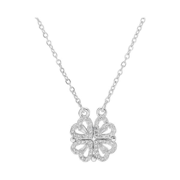 Women's Magnetic Folding Heart-Shaped Four-Leaf Clover Necklace New Popular Design 2 in 1 - Frimunt Clothing Co.