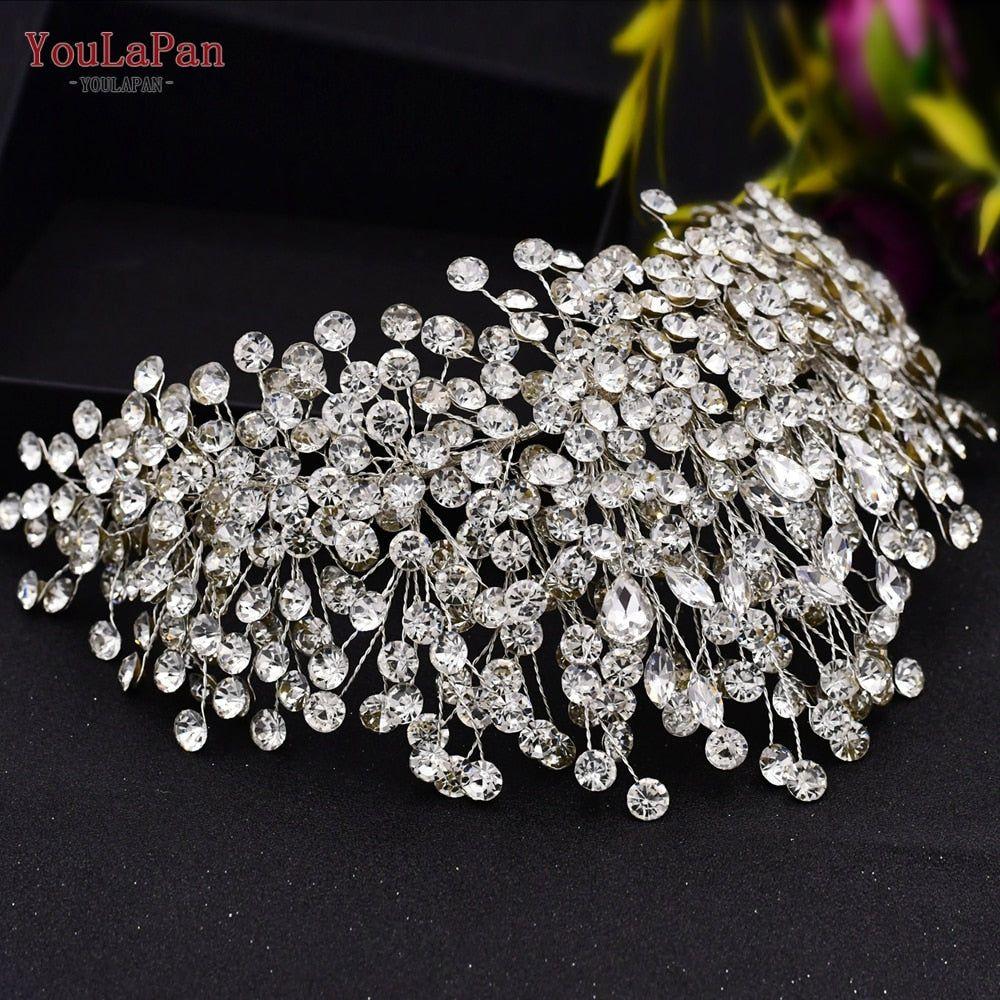 YouLaPan HP377 Ladies Wedding Crown Bridal Crowns for Brides Hair Accessories Metal Crystal Bridal Hair Band Wedding Tiara - Frimunt Clothing Co.