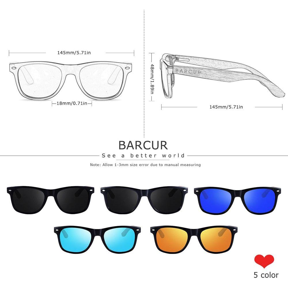BARCUR Black Walnut Sunglasses Wood Polarized Sunglasses UV400 Protection Eyewear Wooden Original Box - Frimunt Clothing Co.