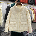 Ultra Light Quilted Women's Down Jacket Stand Collar 90% White Duck Down Solid Color - Frimunt Clothing Co.