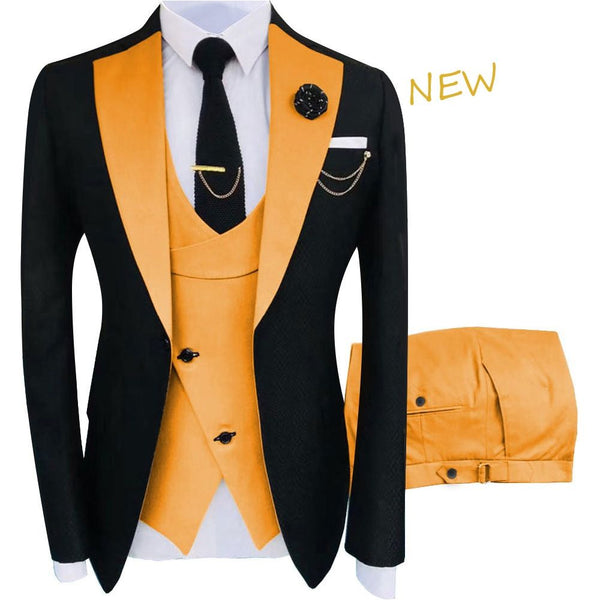 New Men's Formal Suit Regular Fit Tuxedo 3 Piece Set Jacket + Vest + Trousers. Formal Occasions, Stage, Groom. Many Colors.