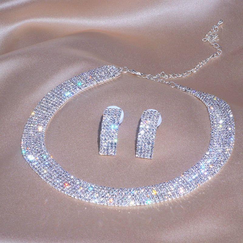 Women's Luxury Classic Jewelry Crystal Necklace And Earrings Set Wedding Party Bridal Jewelry Sets - Frimunt Clothing Co.