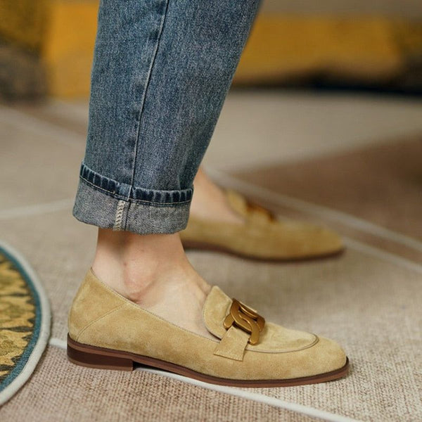 New Spring/Autumn Fashion Camel Buckle Casual Suede Women British Style Loafers - Frimunt Clothing Co.