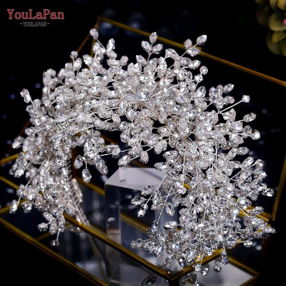 Luxurious Rhinestone Headband Silver Hair Accessories Bling Bride Tiaras - Frimunt Clothing Co.