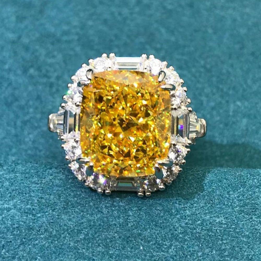 Luxury 925 Sterling Silver Radiant Cut Created Moissanite Gemstone Engagement Ring Fine Jewelry - Frimunt Clothing Co.