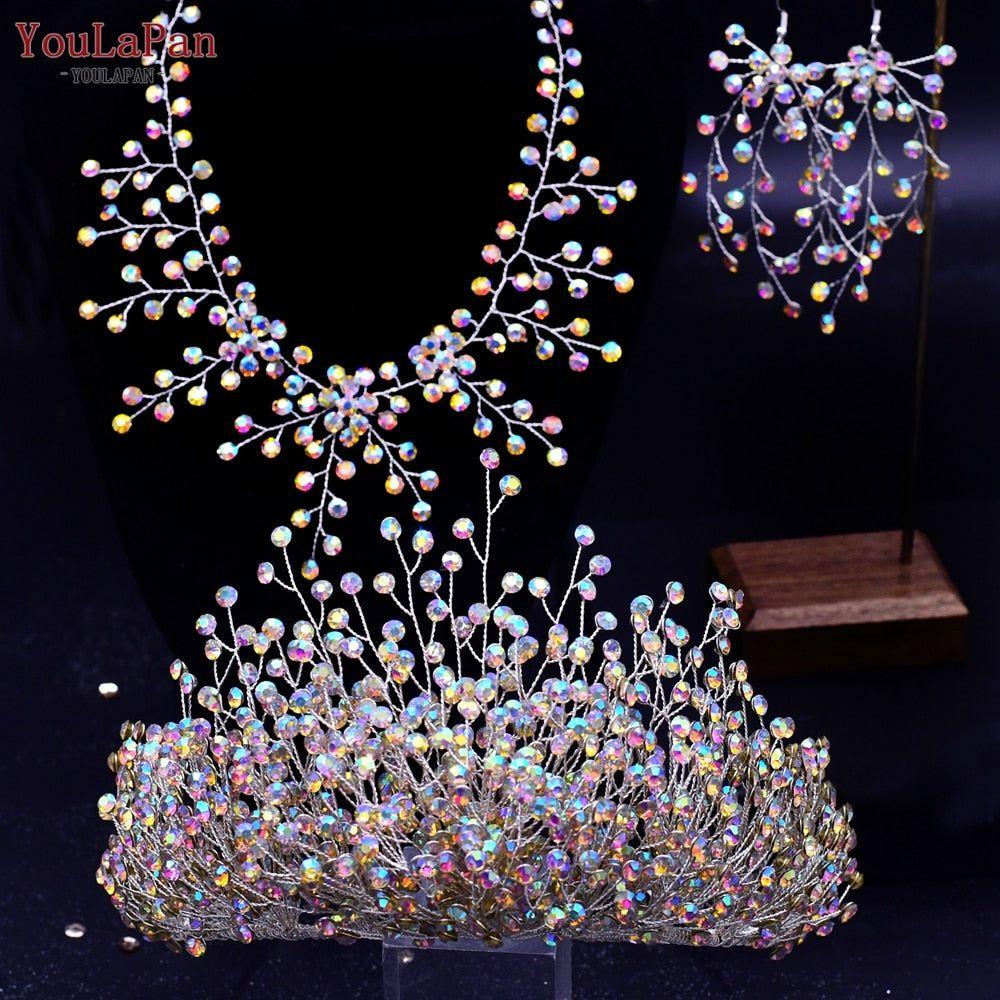 Colorful Rhinestone Bridal Jewelry Luxury Crystal Bridal Crown Tiaras - Frimunt Clothing Co.