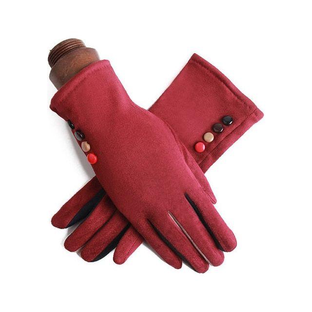 Fashion Women Winter Warm Suede Leather Touch Screen Glove Female Faux Rabit Fur Embroidery Plus velvet thick driving gloves H92 - Frimunt Clothing Co.
