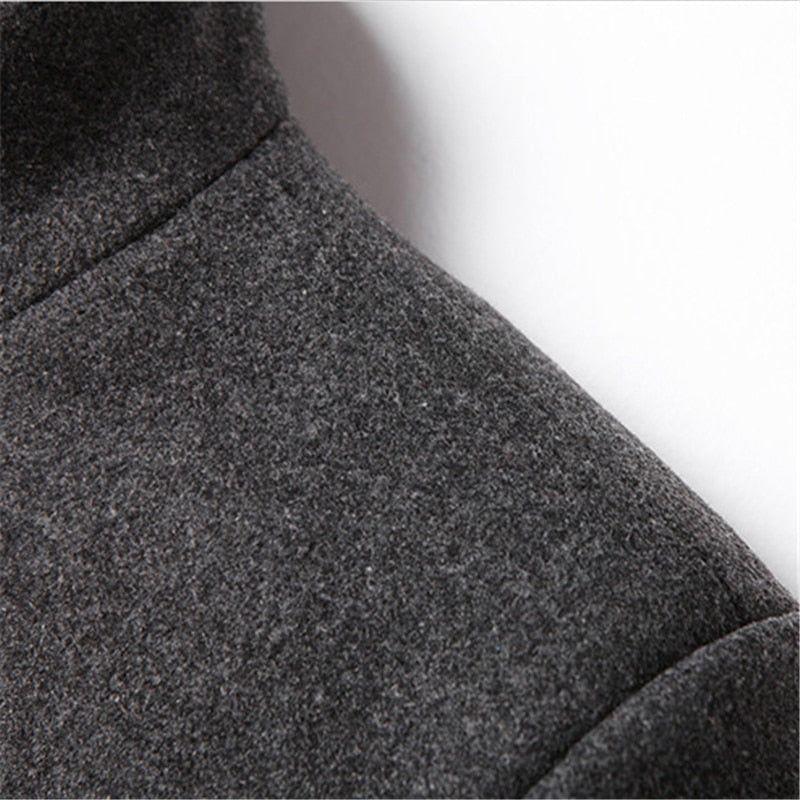 High Quality Men Coats Autumn Winter Solid Color Men's Mid-length Wool Jacket - Frimunt Clothing Co.