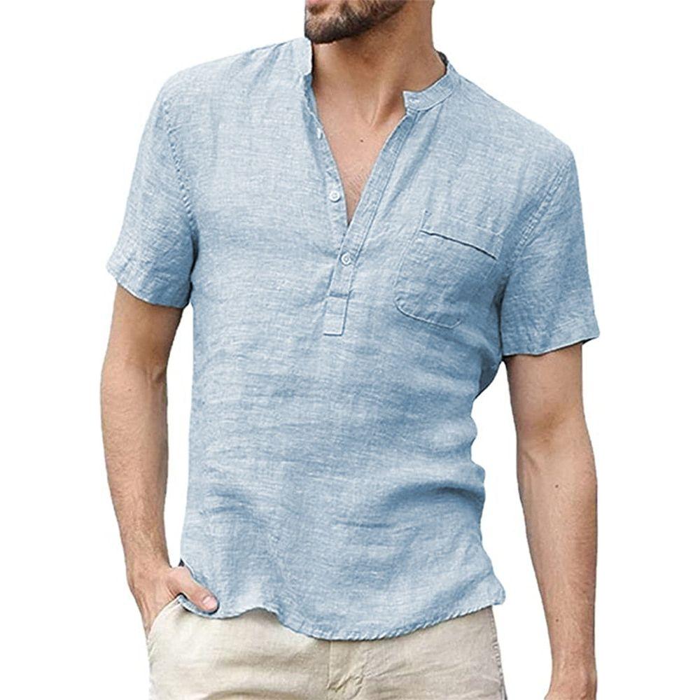 Summer Men's Short-Sleeved Cotton Linen T-shirt Breathable S-3XL - Frimunt Clothing Co.