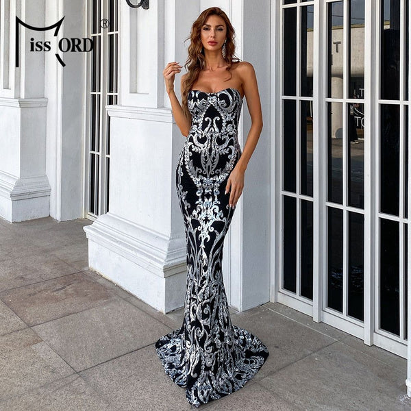 Missord Long Party Dress Sexy Off Shoulder Sequined Floor Length - Frimunt Clothing Co.