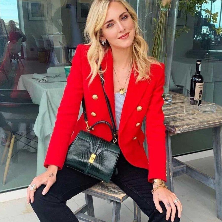 Sky Blue Women's Blazer Formal Double Breasted Buttons Blazer High Quality - Frimunt Clothing Co.