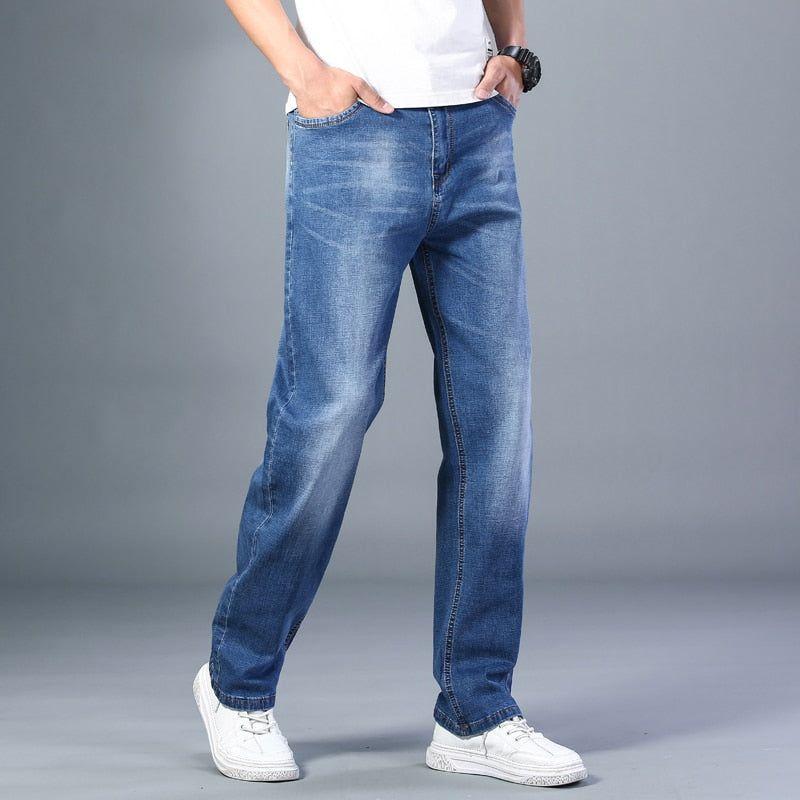6 Colors Spring Summer Men's Straight-leg Loose Jeans Classic Advanced Stretch Baggy Style Denim Pants - Frimunt Clothing Co.