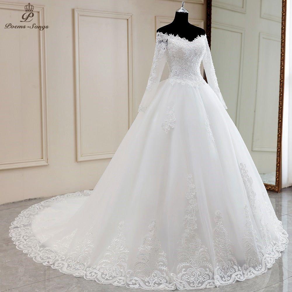 Aveline Luxury Elegant Long Sleeves Wedding Gown - Frimunt Clothing Co.