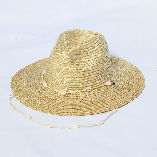 New Seashells Beaded Beach Hats With Chain Straw Woven Fedora Sun Hats Summer - Frimunt Clothing Co.