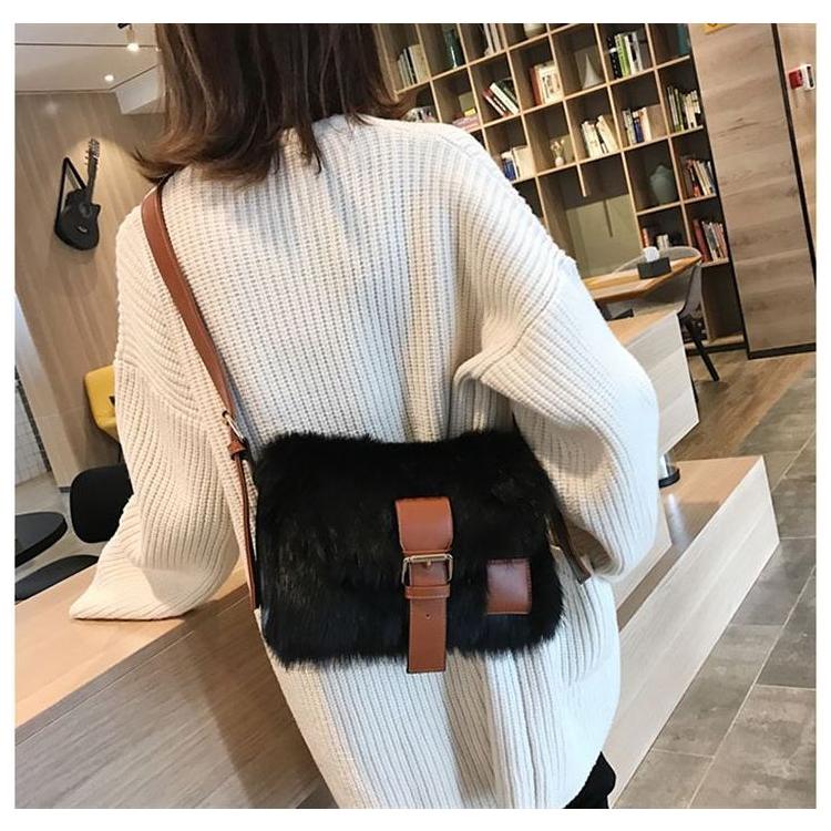 Plush Autumn Winter Wide Crossbody Bag Women Bag - Frimunt Clothing Co.