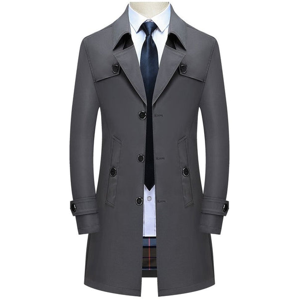 Thoshine Brand Spring Autumn Men's Long Trench Coats Superior Quality Buttons Male Fashion Outerwear Plus Sizes