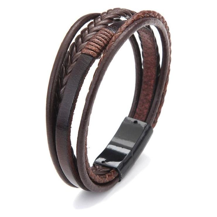 Men's Trendy Leather Braided Alloy Magnetic Clasp Bracelets - Frimunt Clothing Co.