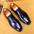 Men's Leather Shoes High Quality Italian Handmade Wingtip Dress Shoes Brogues Oxfords - Frimunt Clothing Co.
