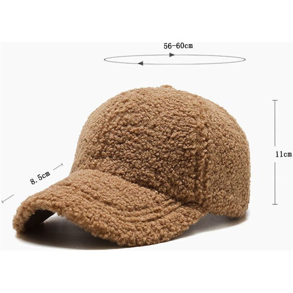 FS Trendy Streetwear Solid Windproof Wool Teddy Winter Baseball Hats For Men Warm White Lambswool