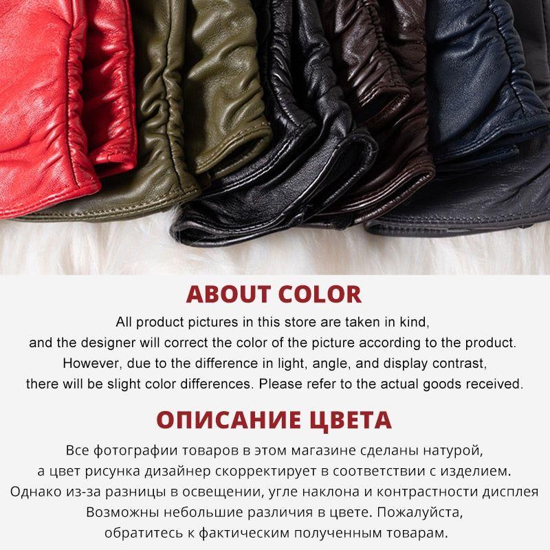 Classic Pleated Women's Genuine Leather Gloves Many Colors Real Sheepskin Leather Winter Gloves-2081 - Frimunt Clothing Co.