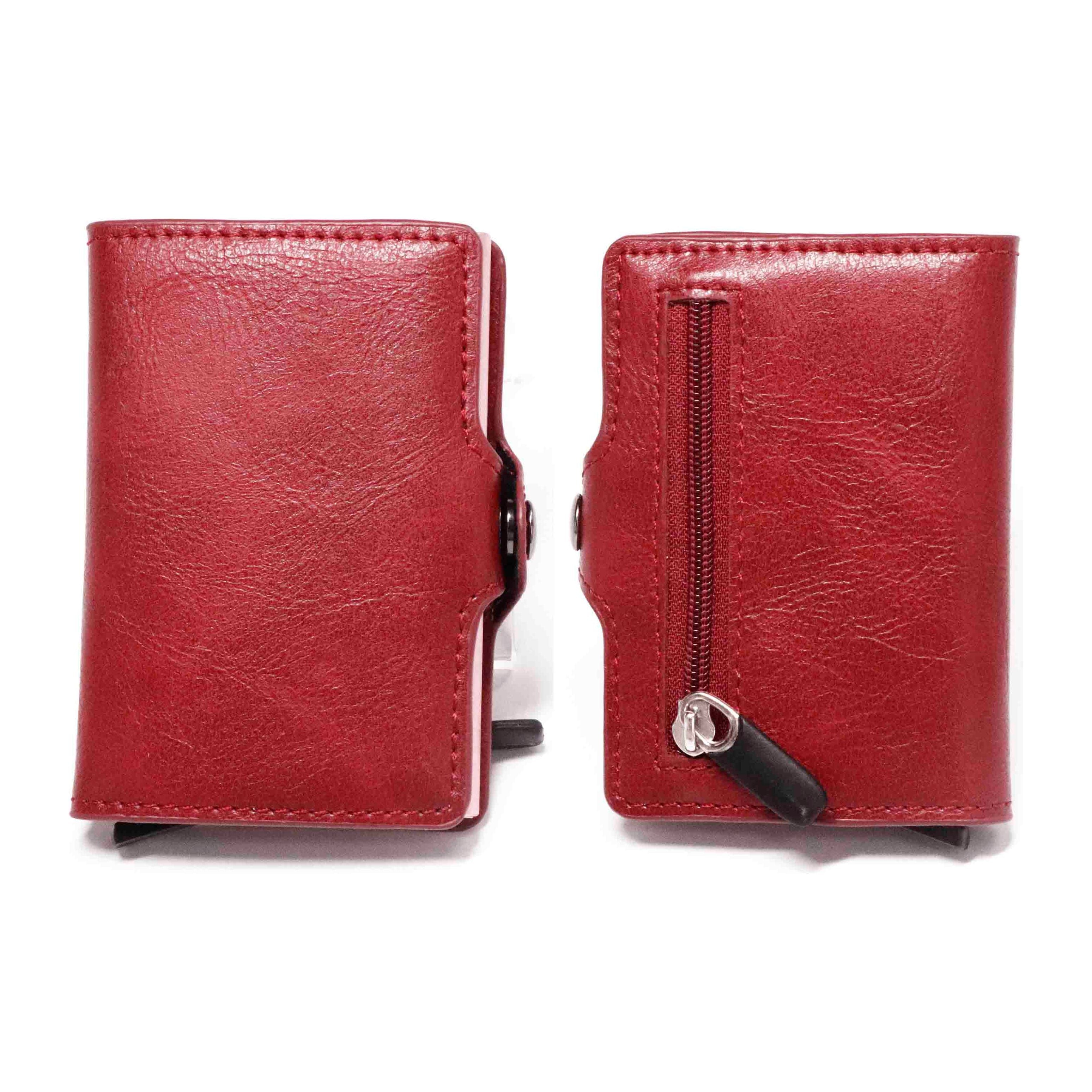 RFID Business Credit Card Holder Multifunction Automatic Aluminum Alloy Leather Cards Case Mini Wallet - Frimunt Clothing Co.