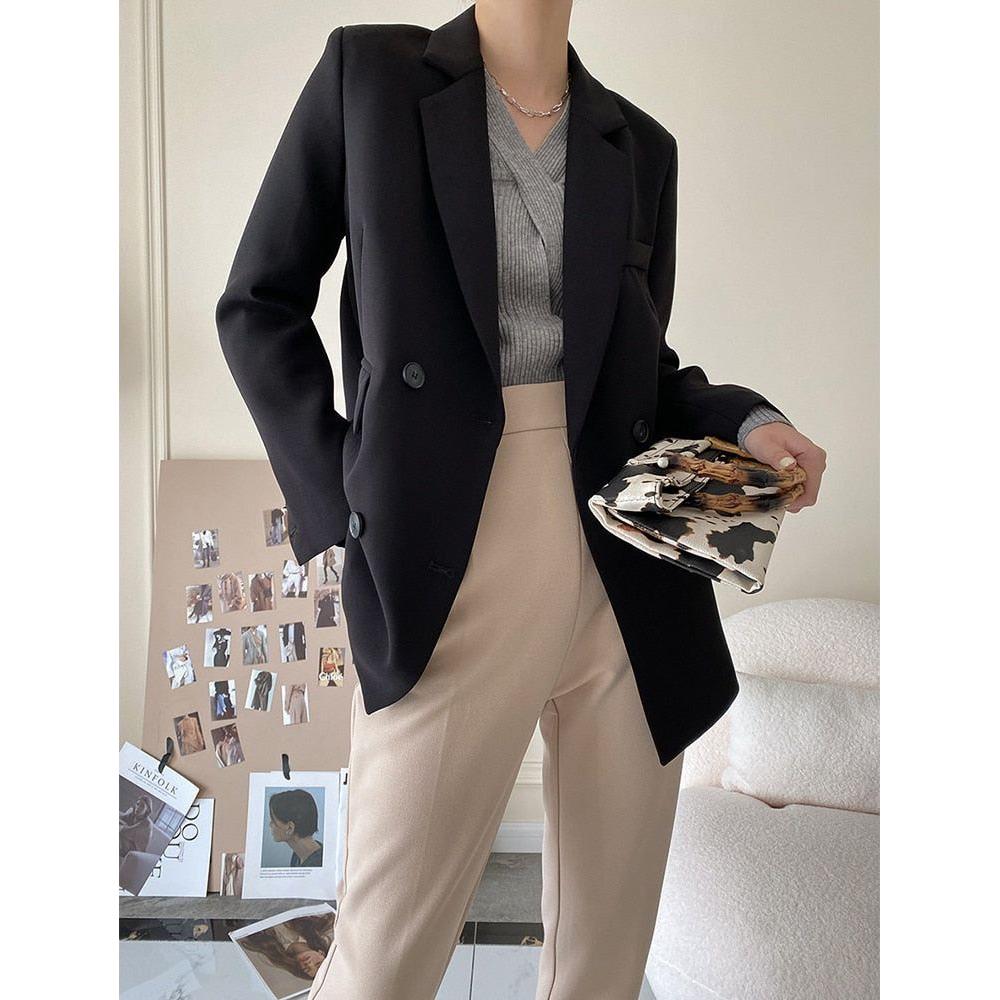 Sky Blue Women's Blazer Formal Double Breasted Buttons Blazer High Quality - Frimunt Clothing Co.
