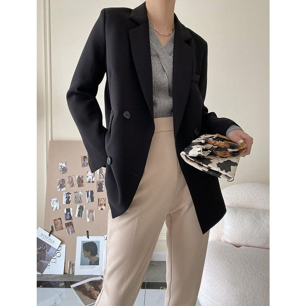 White Women's Blazer Formal Double Breasted Buttons Blazer High Quality - Frimunt Clothing Co.