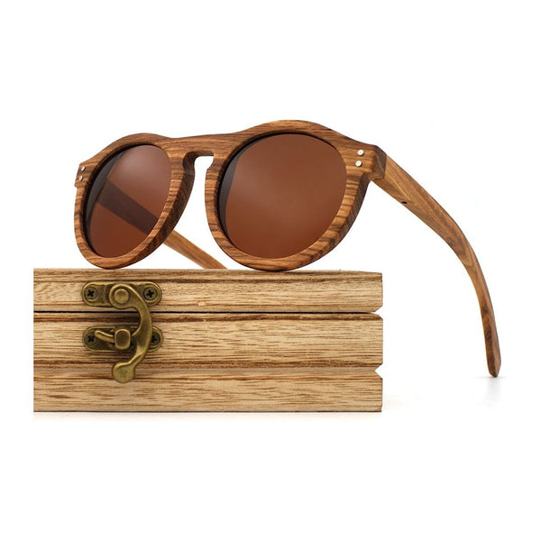 Women's Handmade Nature Wooden Polarized Retro Round Sunglasses New With Creative Wooden Box Unisex Fashion - Frimunt Clothing Co.