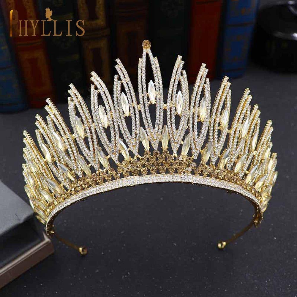 Luxury Bridal Crown Pageant Diadem Handmade Bridal Hair Jewelry - Frimunt Clothing Co.