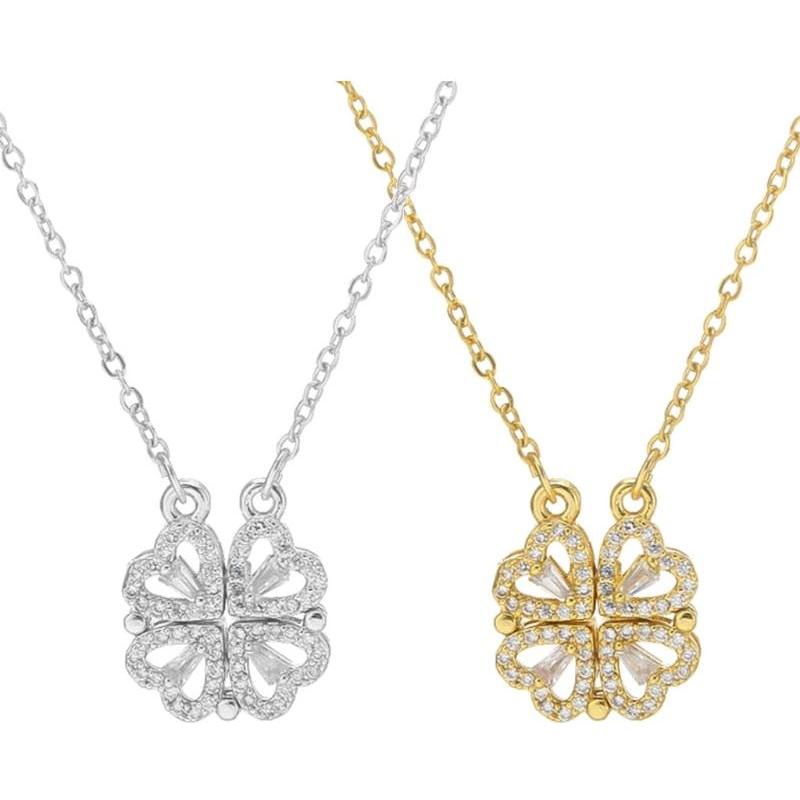 Women's Magnetic Folding Heart-Shaped Four-Leaf Clover Necklace New Popular Design 2 in 1 - Frimunt Clothing Co.
