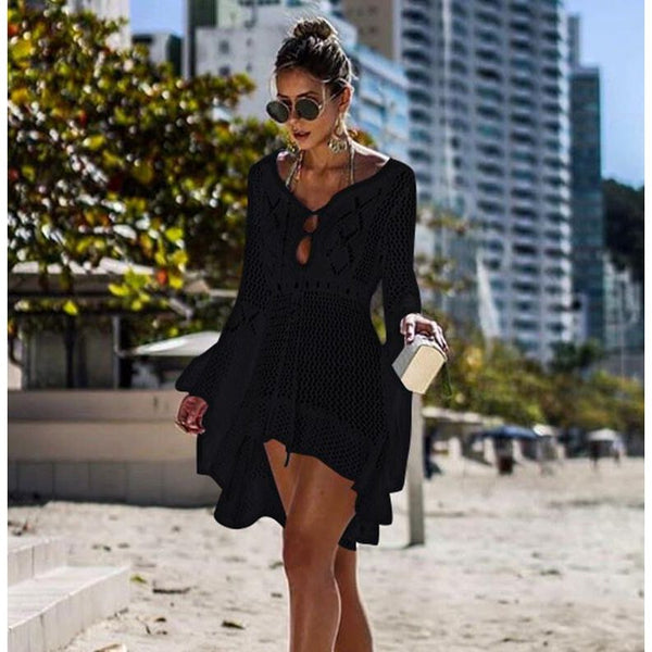 New Crochet Cover Up Lace Hollow Swimsuit Beach Dress Women Summer Beach Wear Tunic - Frimunt Clothing Co.