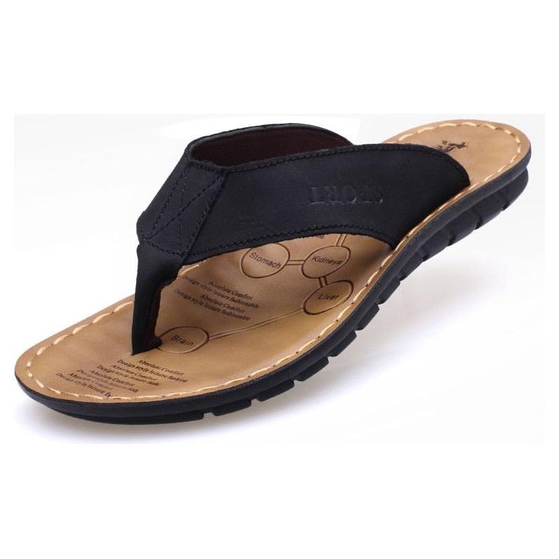 Summer Men's Slippers Genuine Leather Beach Flip Flop Sandals Summer - Frimunt Clothing Co.