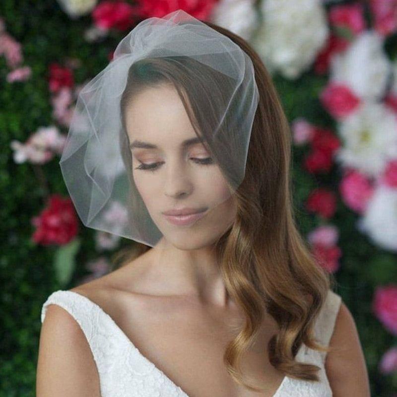 Bridal Simple Tulle Blusher Face Birdcage Veil - Frimunt Clothing Co.