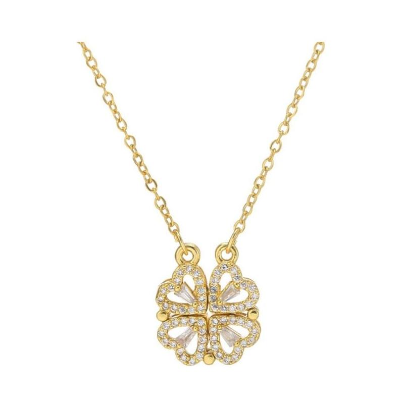 Women's Magnetic Folding Heart-Shaped Four-Leaf Clover Necklace New Popular Design 2 in 1 - Frimunt Clothing Co.