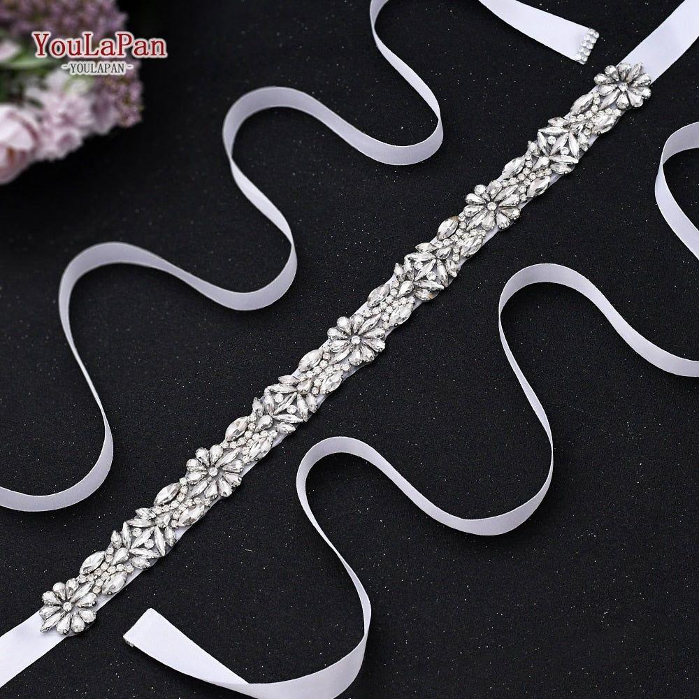 Wedding Dress Belt Rhinestone Sash Belt Crystal Beaded - Frimunt Clothing Co.