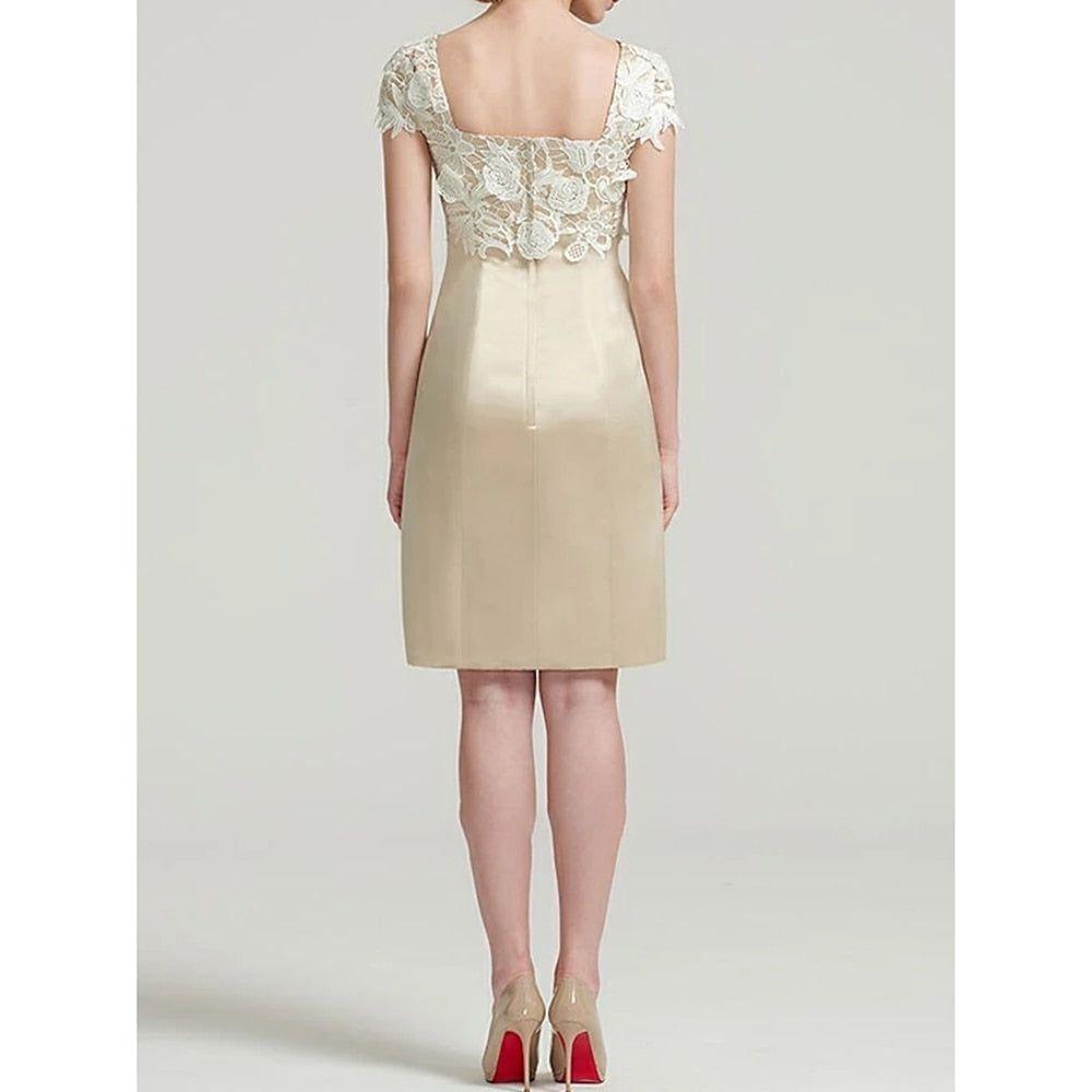 Short Mother Of The Bride/Groom Dress With Jacket Set. 3/4 Sleeves - Frimunt Clothing Co.