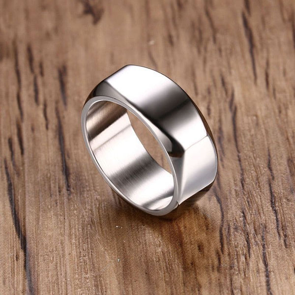 Men's Flat Top Ring, Stainless Steel Geometric Band Male Jewelry - Frimunt Clothing Co.