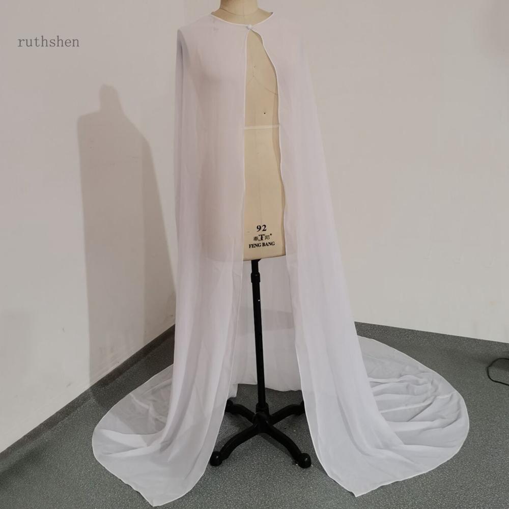 Simple Lady's Chiffon Floor Length Wedding Cape Long Handmade Bridal Wrap - Frimunt Clothing Co.