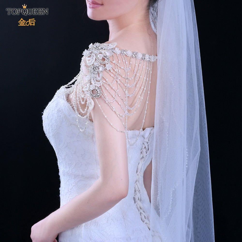 Bridal Neck Shawl with Rhinestone Crystals Beaded Designer Jewelry - Frimunt Clothing Co.