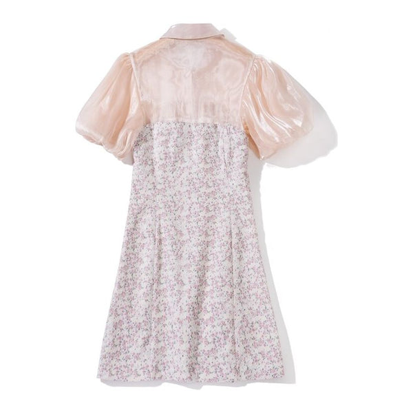 Designer Gorgeous Summer High Quality New Women's Mini Dress Chic Fashion Crystal Beaded Transparent Organza Inset Lace Jacquard Dress - Frimunt Clothing Co.