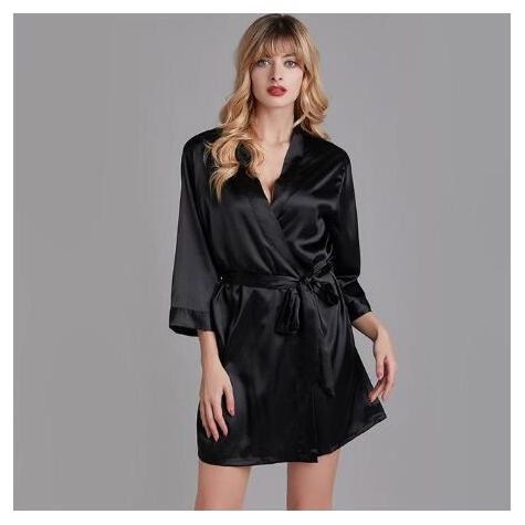 Women's Satin Lingerie Silky Kimono Robe Sexy Nightwear Plus Sizes - Frimunt Clothing Co.