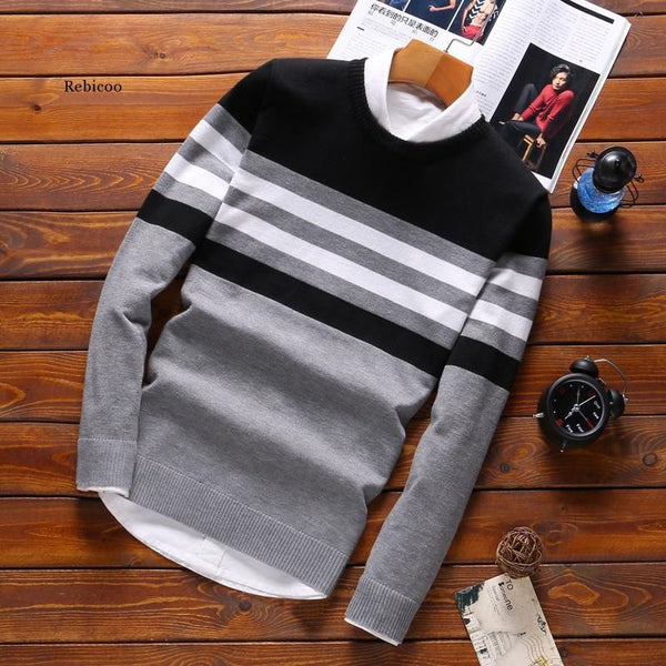 Men's Knit Cotton Pullover Sweater Round Collar Casual Style Plus Sizes 5Xl - Frimunt Clothing Co.