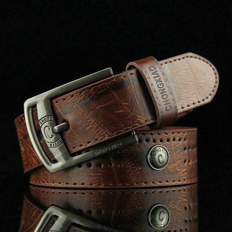 New High Quality Needle Buckle Style Leisure Men's Belt Rivet Eco Leather 4 Colors - Frimunt Clothing Co.