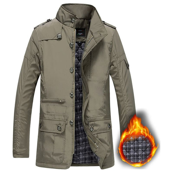 Men's Windbreaker Parka Spring Autumn Jacket British Style Warm With Many Pockets 5xl