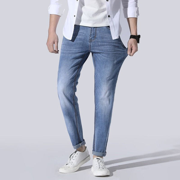 Men's Summer Stretch Jeans Stretchy Cotton Denim Slim Fit