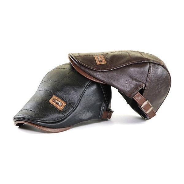 Top Level Leather Men's Newsboy Cap Duckbill Visor Hat Winter Autumn Warm Flat Caps Vintage Boinas Gatsby Hats - Frimunt Clothing Co.